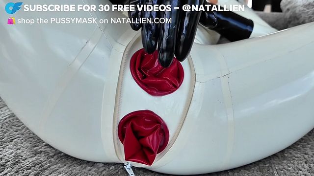 Latex CondomSuit Femdom Dildo Cum